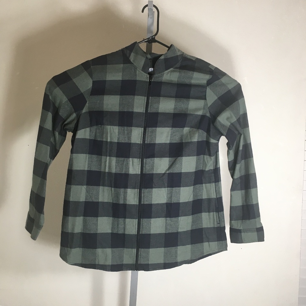 DENIM & CO WOVEN PLAID SHIRT COZY